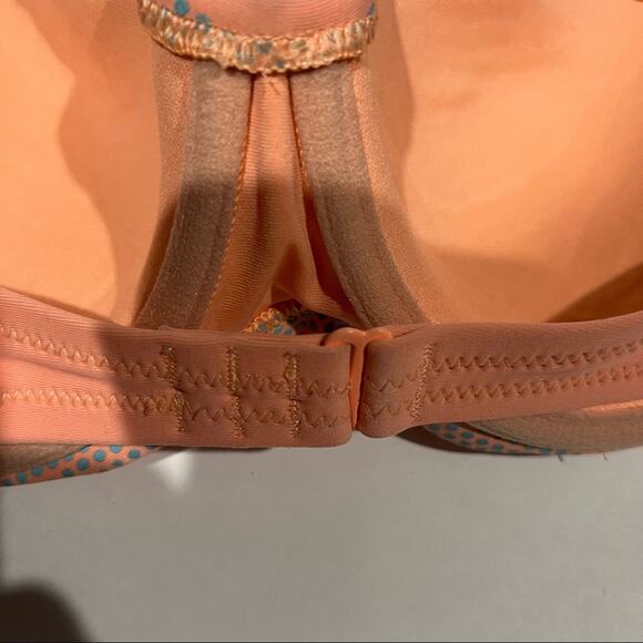 Aerie Women's Striped Halter Bikini Top Removable Strap Orange & Blue Size 34C - Picture 3 of 8